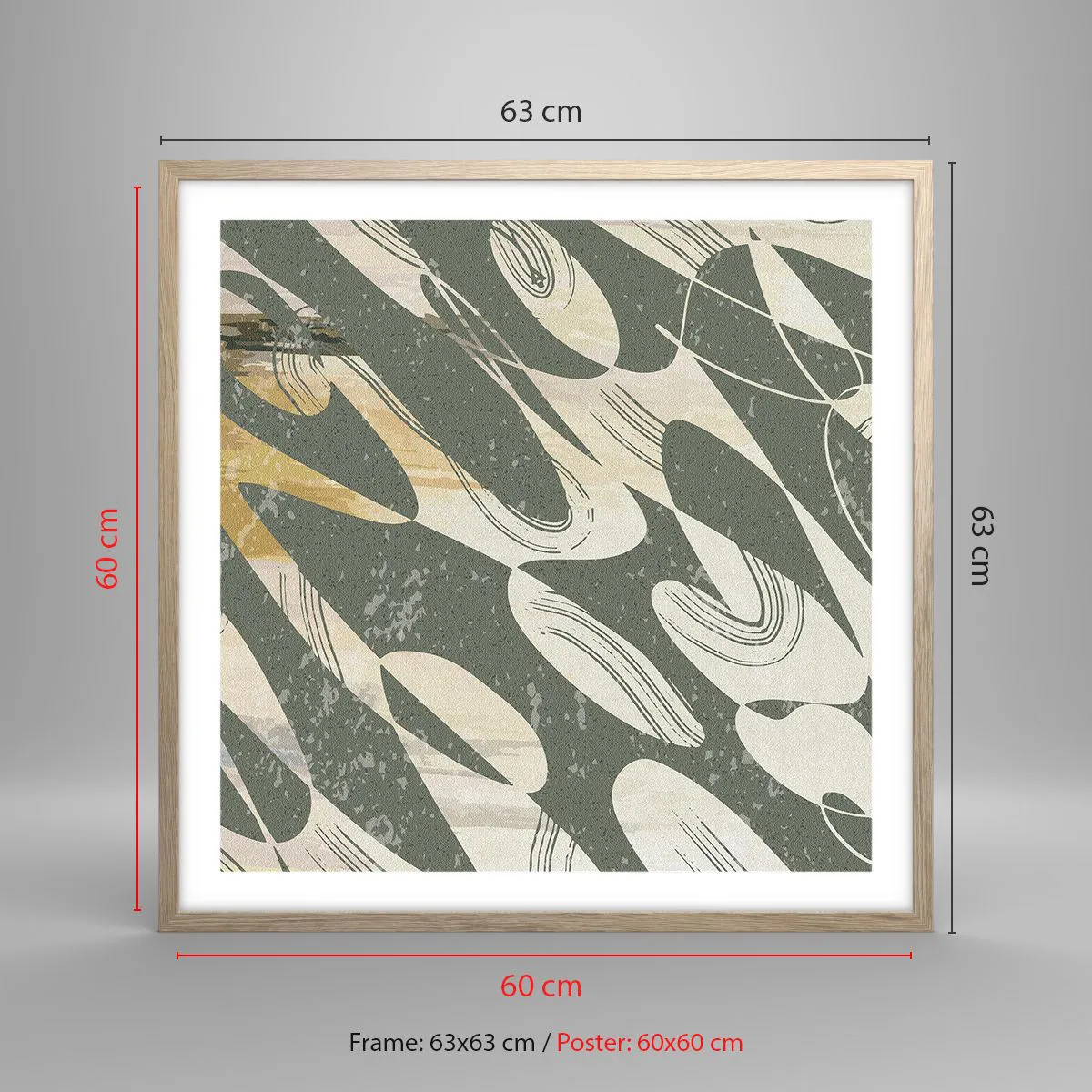 Plakat w ramie jasny dąb - Abstrakcja zrytmizowana - 60x60 cm