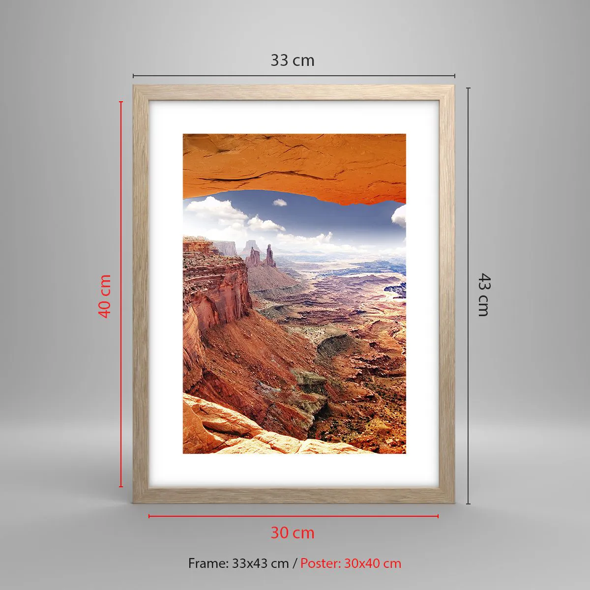 Pôster com moldura de carvalho claro - Esculpido pela própria natureza - 30x40 cm