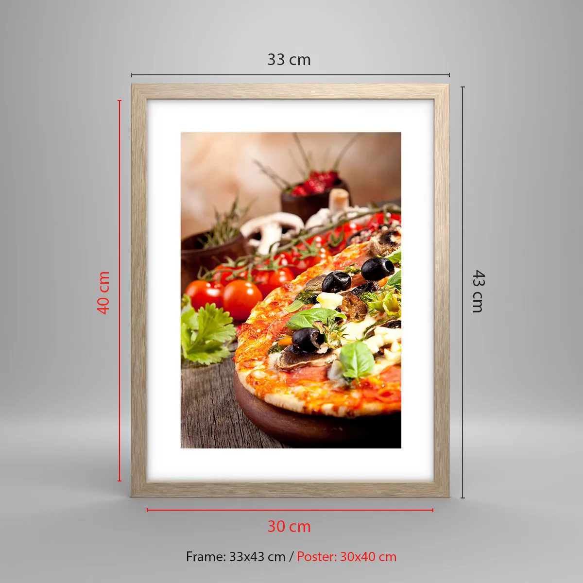 Póster en marco roble claro - De ingredientes puros - 30x40 cm