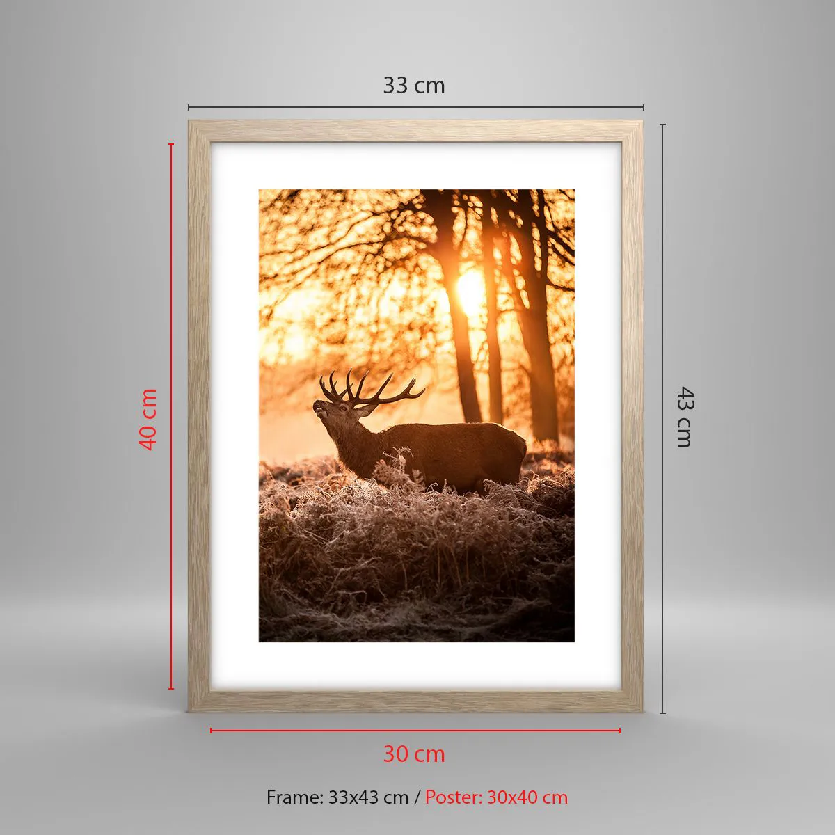 Poster in einem Rahmen aus heller Eiche - Der Traum eines Jägers - 30x40 cm