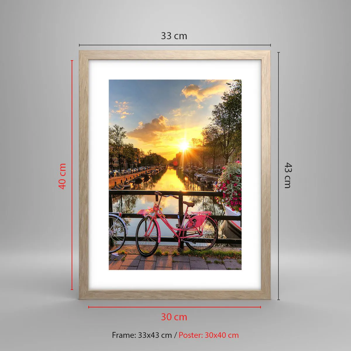 Poster in light oak frame - Spring Morning in Amsterdam - 30x40 cm