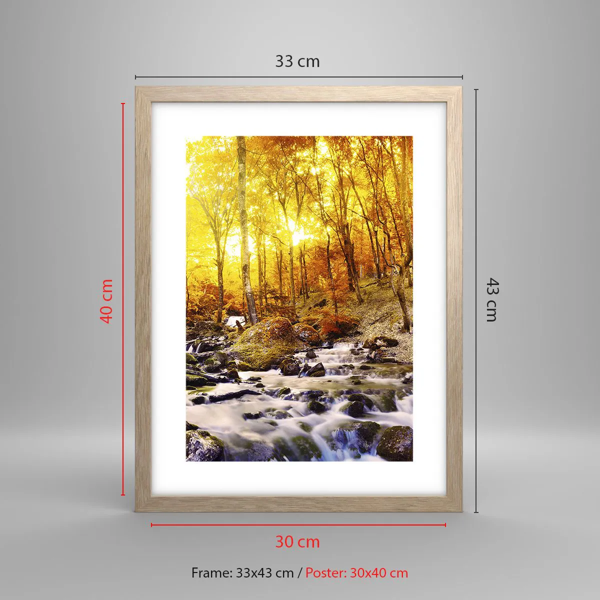 Poszter világos tölgy keretben - Kövek aranyba és platinába - 30x40 cm