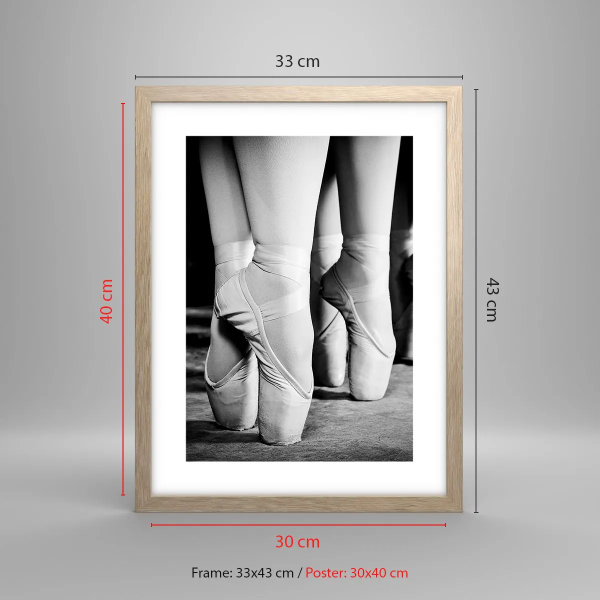 Poster in einem Rahmen aus heller Eiche - Gemeinsam, leicht - 30x40 cm