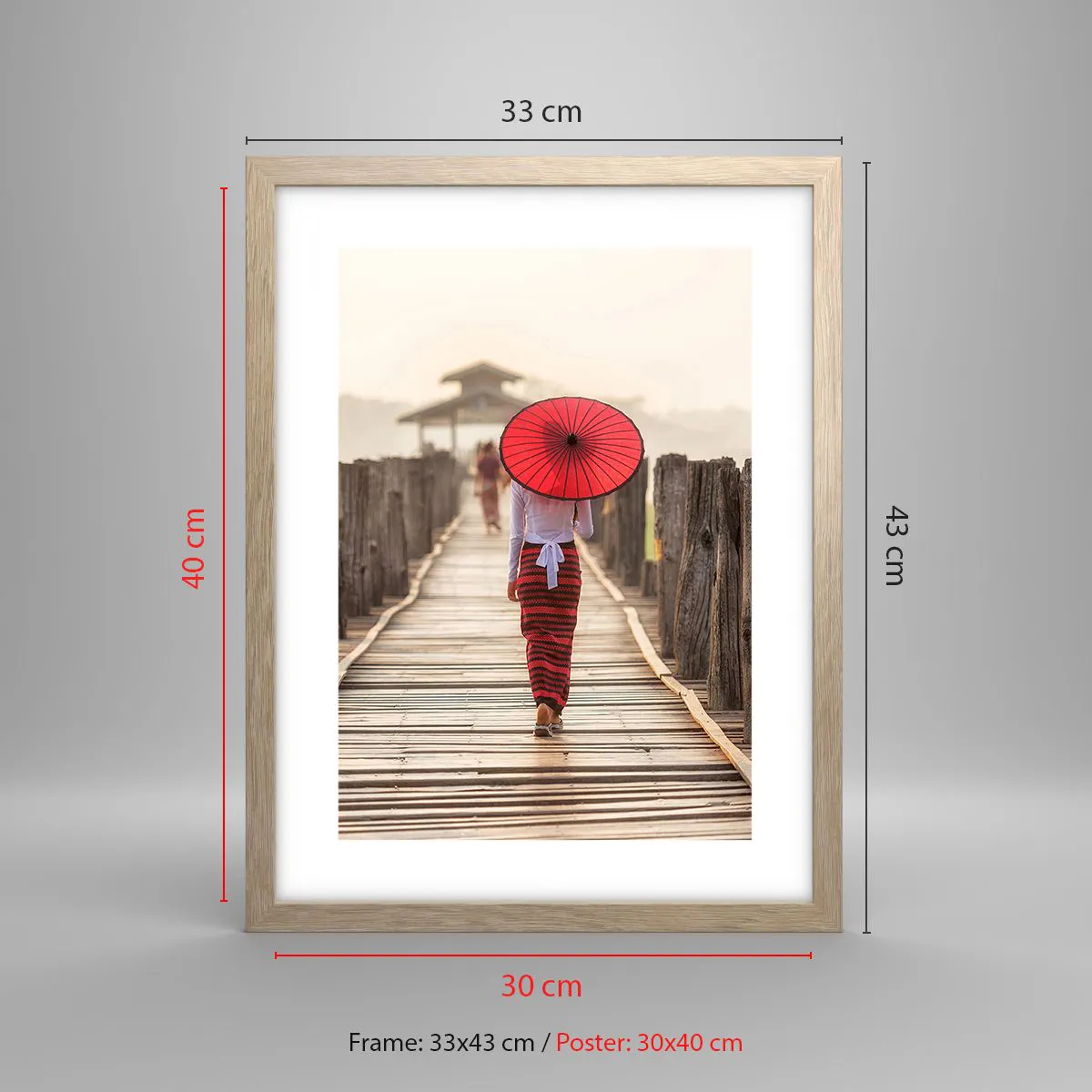 Poster in light oak frame - On an Old Bridge - 30x40 cm