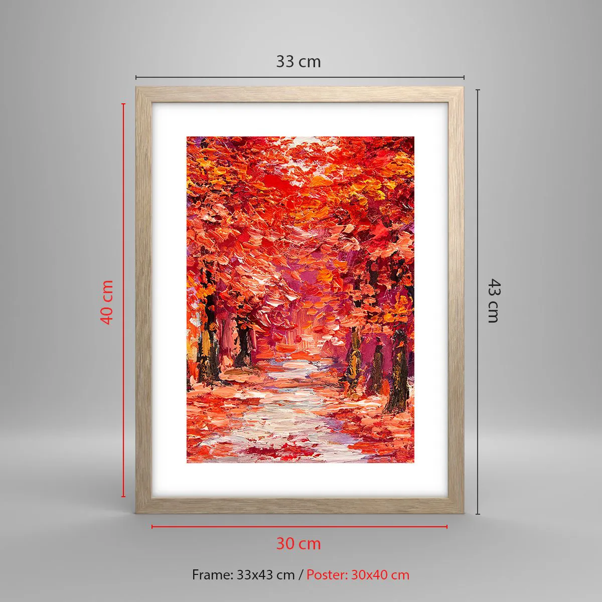 Affiche dans un chêne clair - Poster - Impression d'automne - 30x40 cm