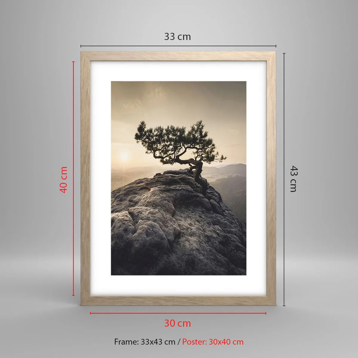 Poster in light oak frame - Life Always Wins - 30x40 cm