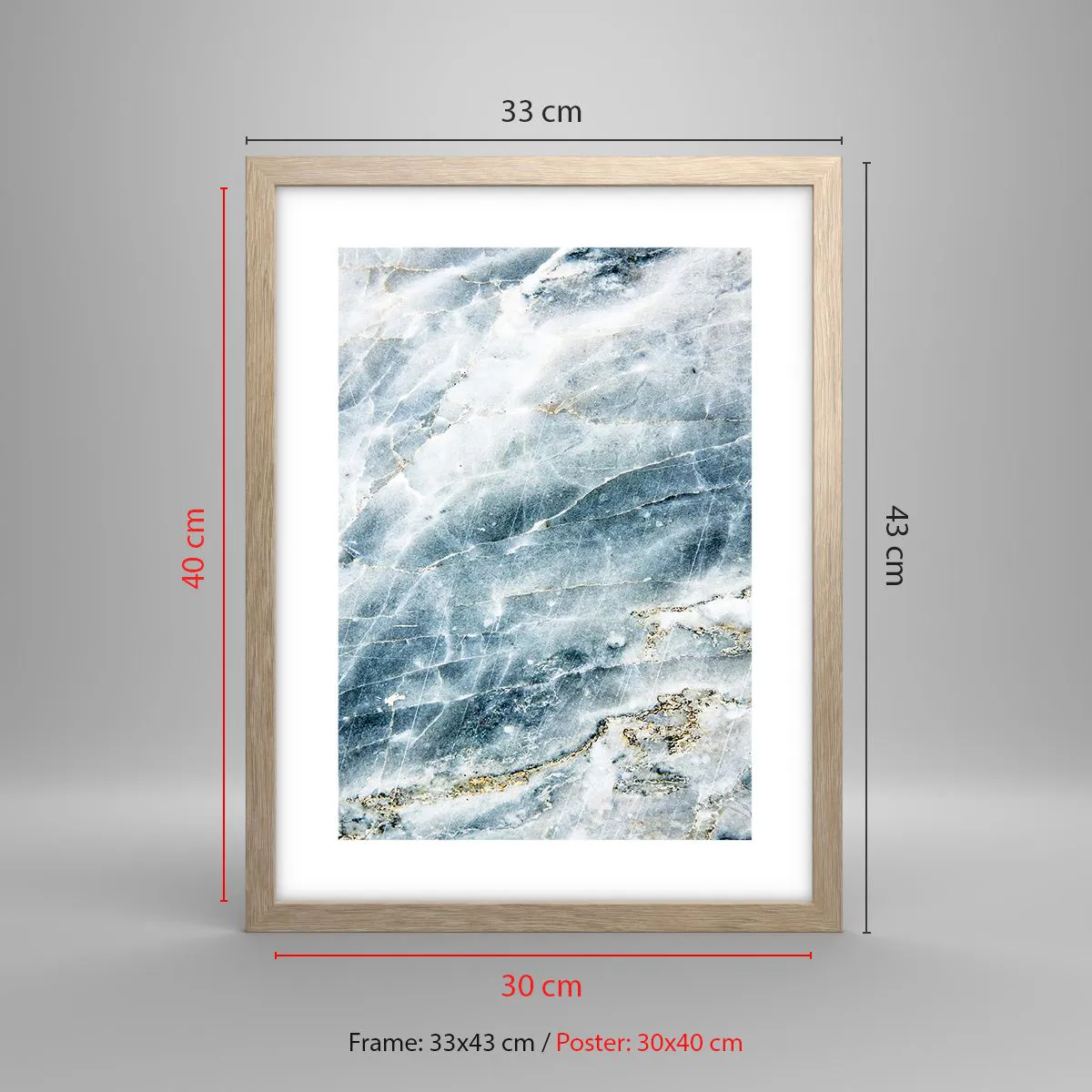 Affisch i ram av ljusek - Isvärld - 30x40 cm