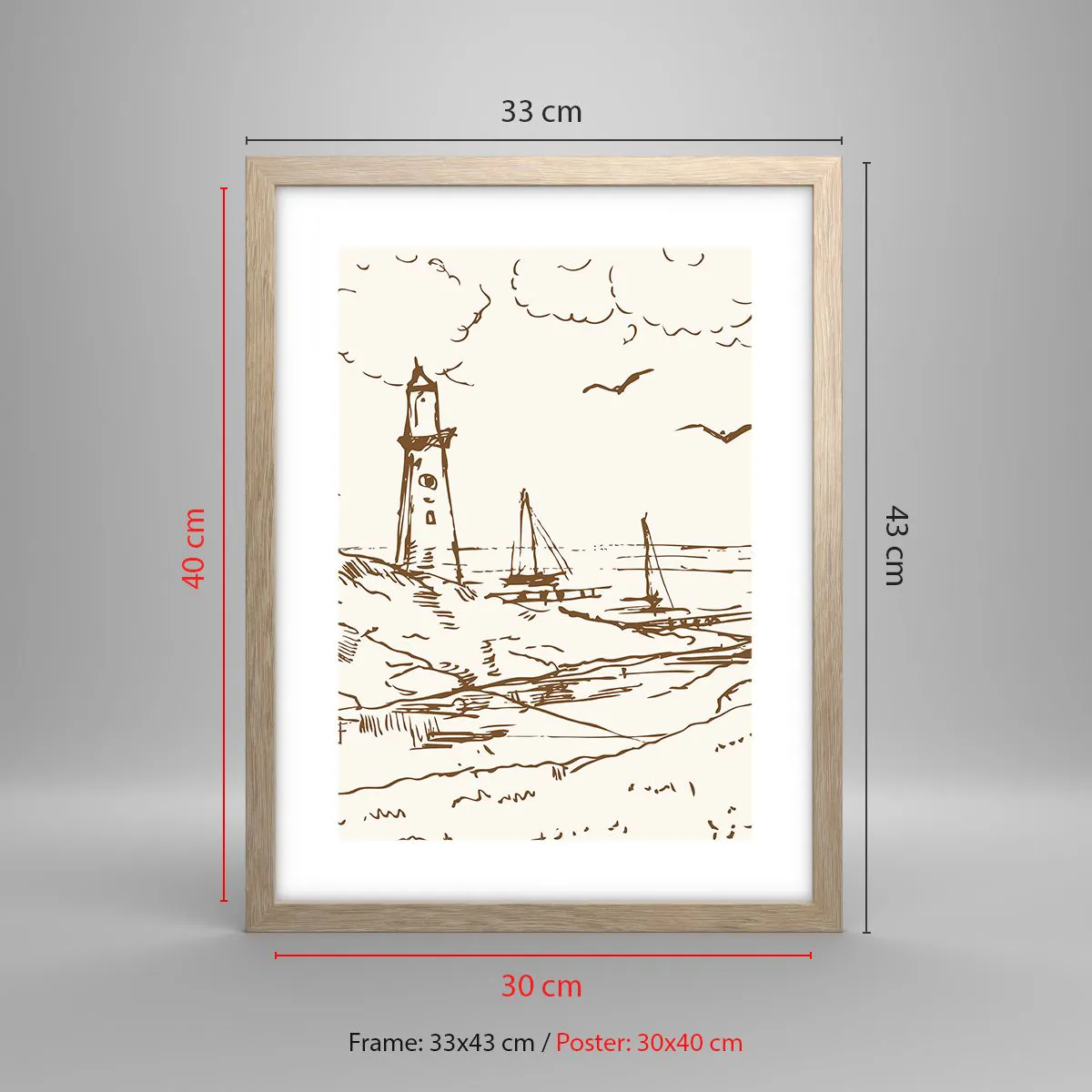 Plakat w ramie jasny dąb - Zarys wspomnienia lata - 30x40 cm