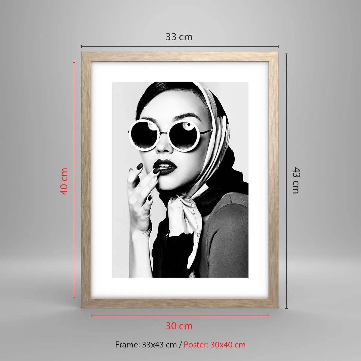 Affiche dans un chêne clair - Poster - Salutations des années 60 - 30x40 cm