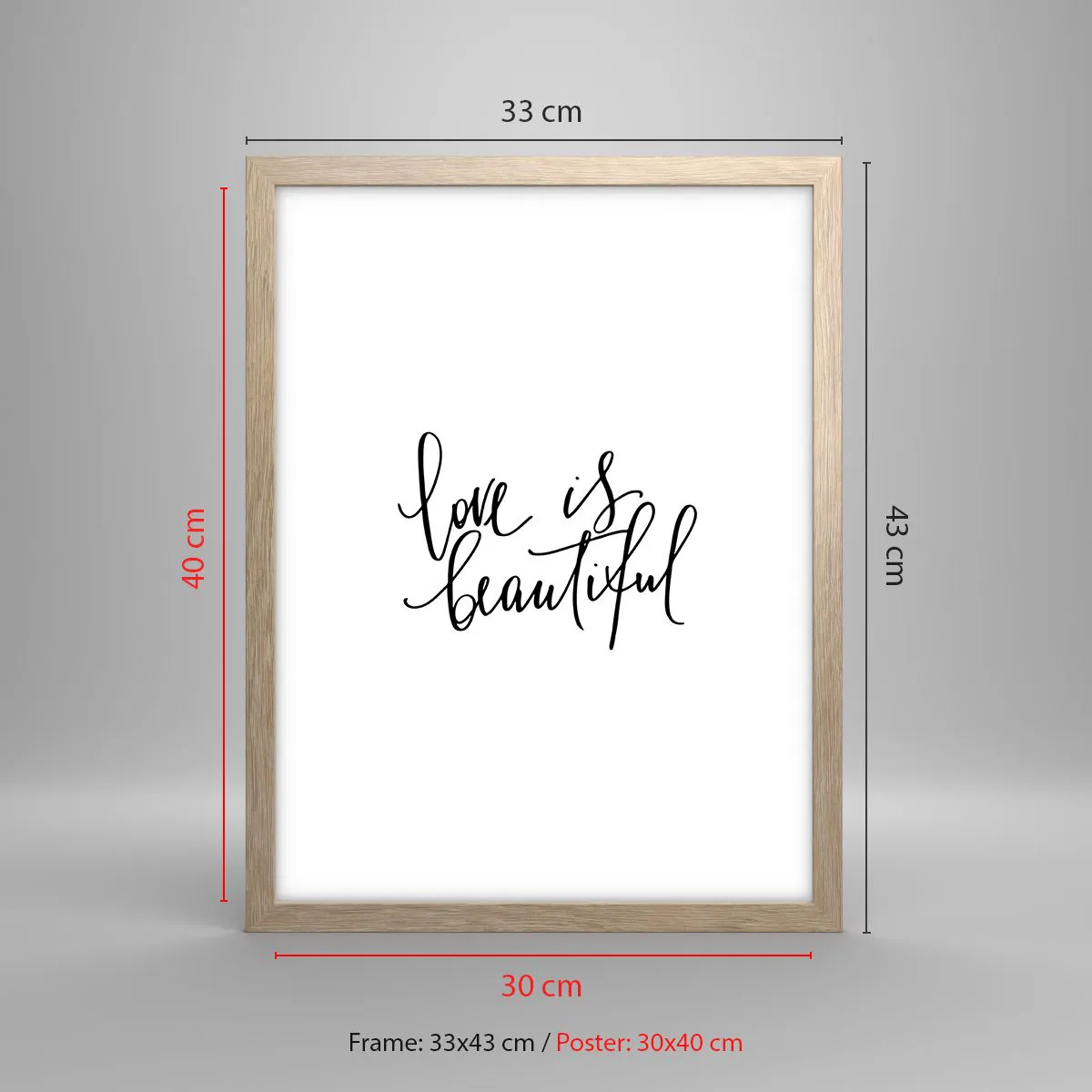 Poster in light oak frame - Read and Repeat - 30x40 cm