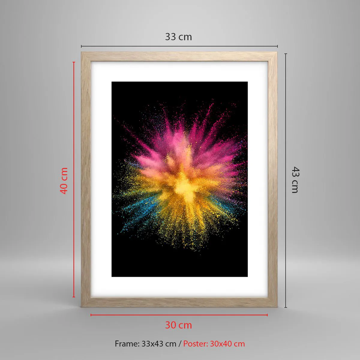 Plakát v rámu světlý dub - Zrození barev  - 30x40 cm