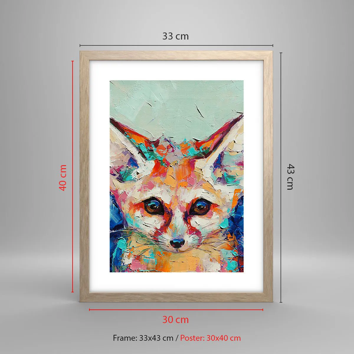 Póster en marco roble claro - Mirada penetrante - 30x40 cm