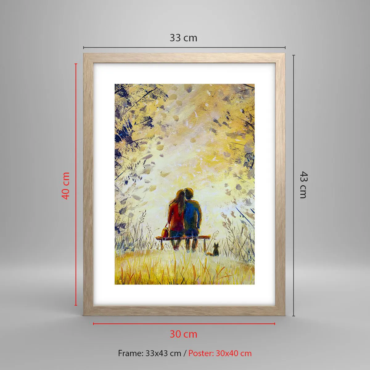 Plakat i ramme af lyst egetræ - Et magisk øjeblik - 30x40 cm