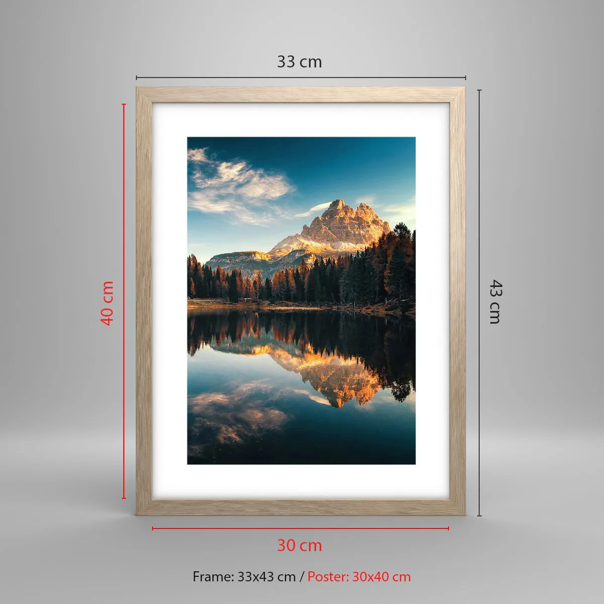 Poster in light oak frame - Double Landscape - 30x40 cm
