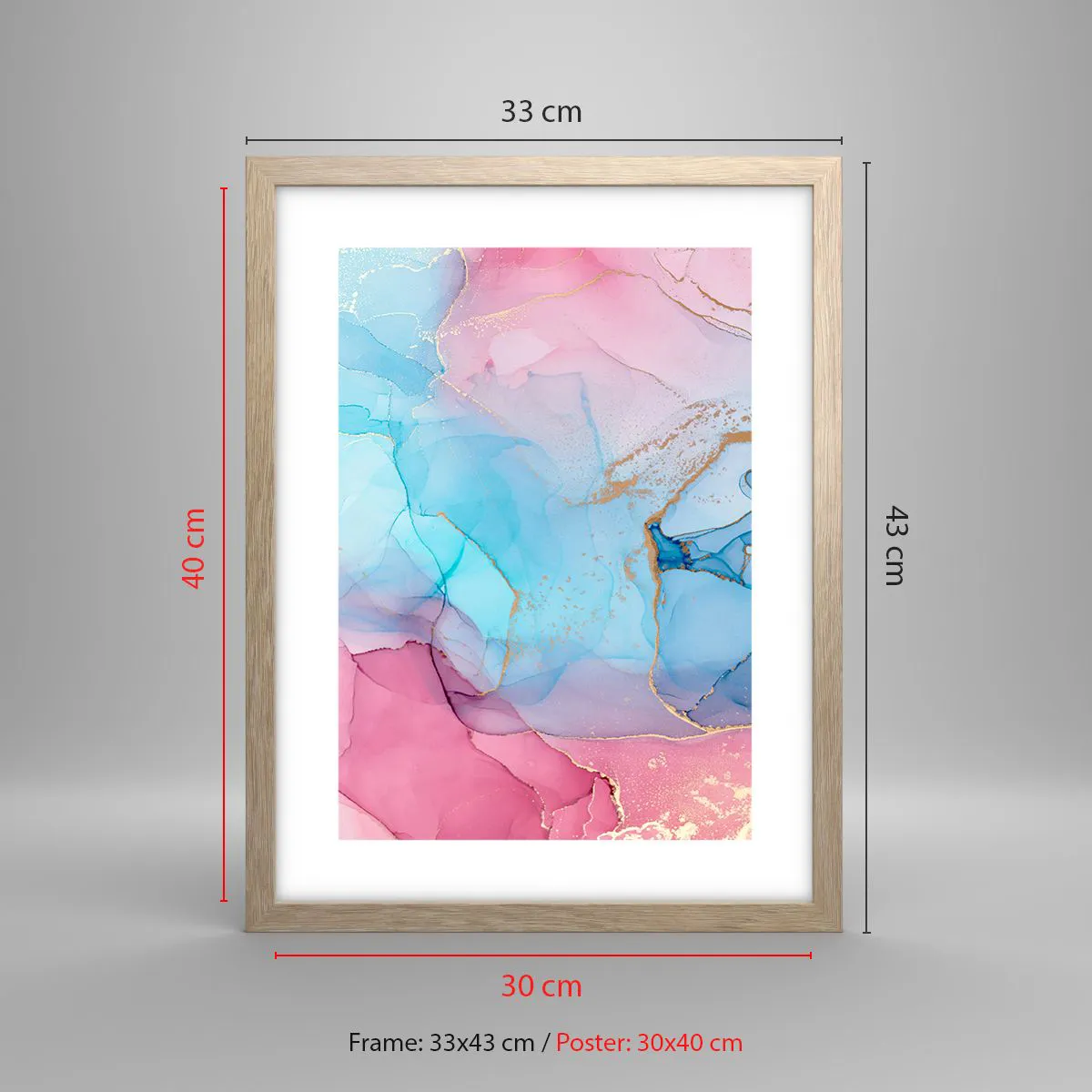 Plakat i ramme af lyst egetræ - Møde og gennemtrængning - 30x40 cm