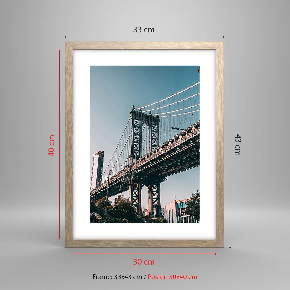 Poszter világos tölgy keretben - A város hullámai fölött - 30x40 cm