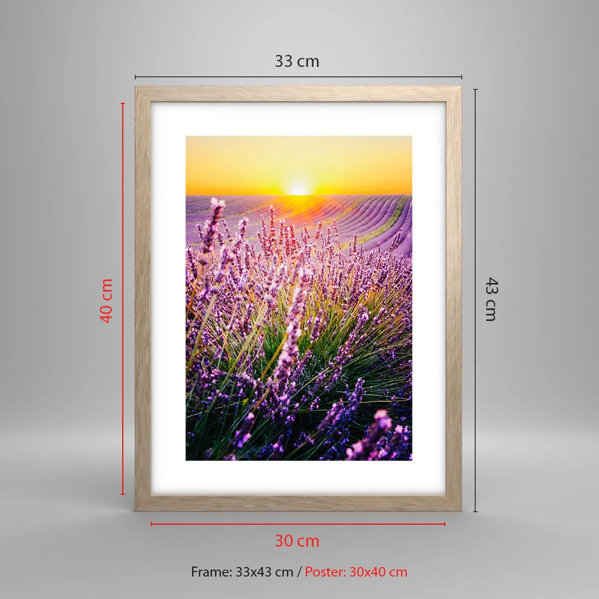 Plakat i ramme af lyst egetræ - Duftende plet - 30x40 cm