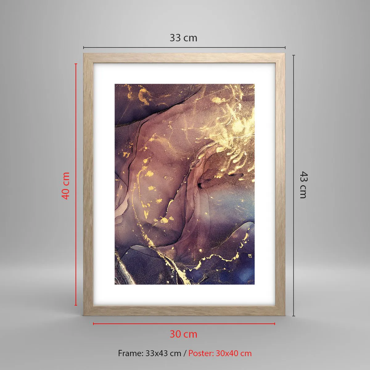 Poszter világos tölgy keretben - Anyag és lélek - 30x40 cm