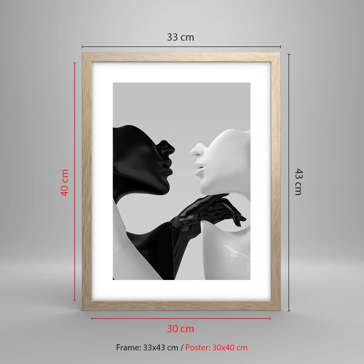 Plakát v rámu světlý dub - Přitažlivost – touha - 30x40 cm