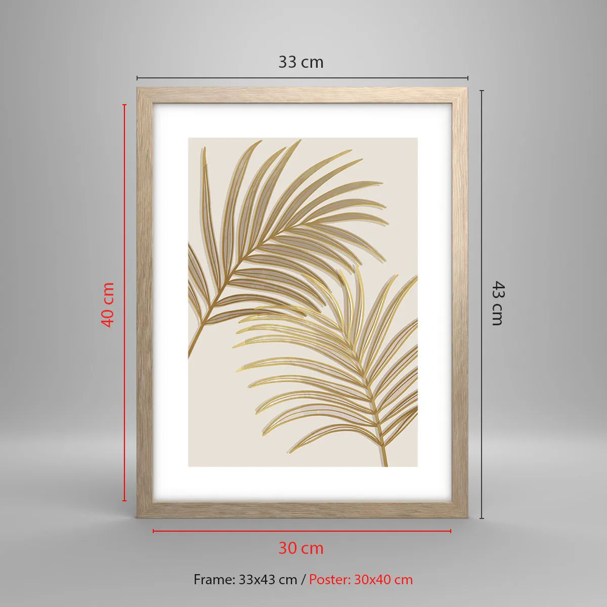Plakát v rámu světlý dub - Zlatá palma! - 30x40 cm