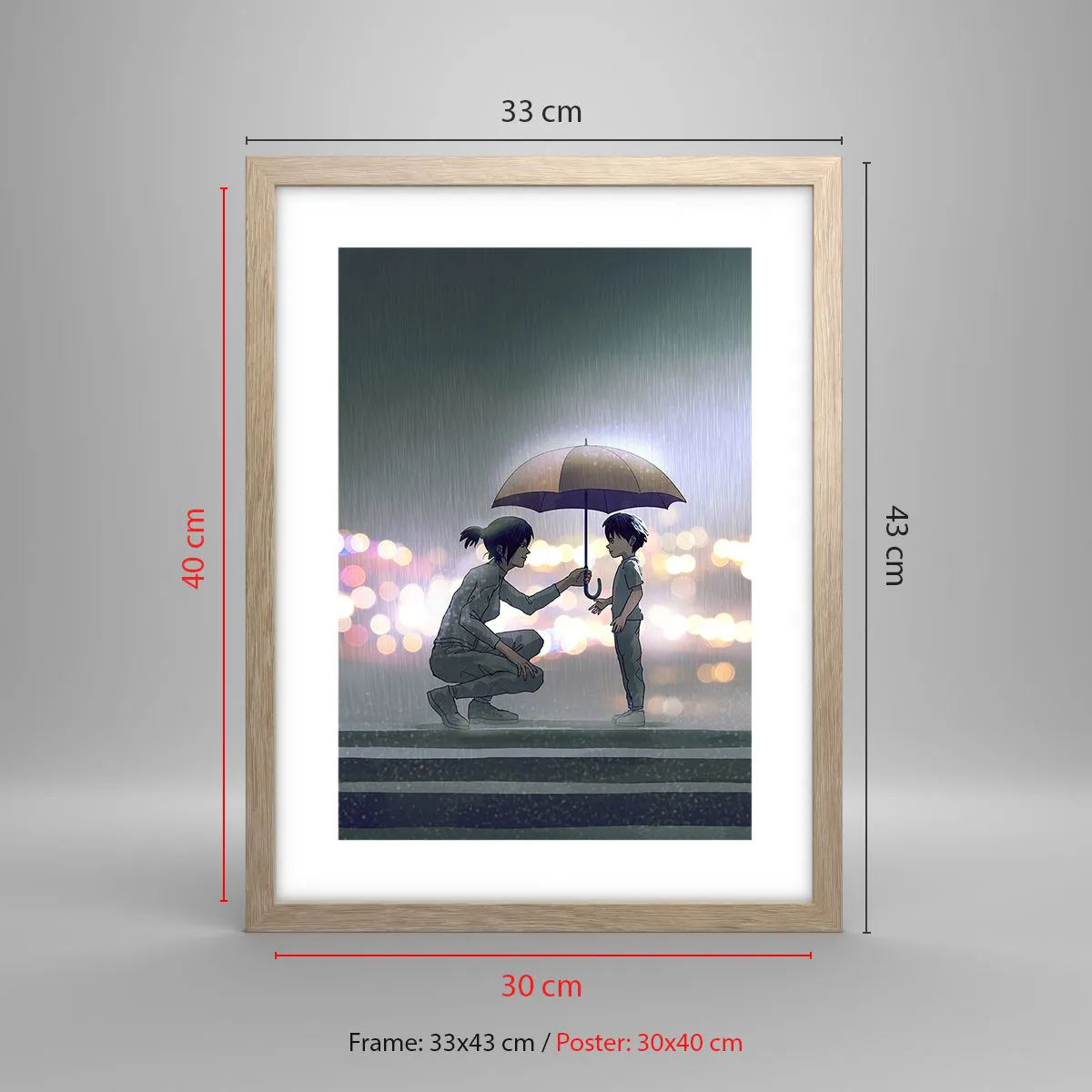 Poster in light oak frame - And Everything Is All Right - 30x40 cm