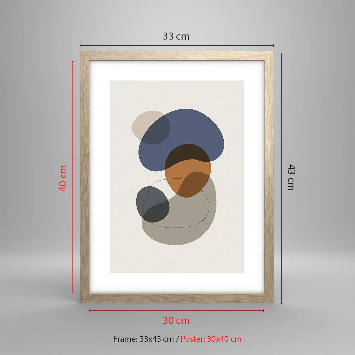 Poster in light oak frame - Drops of Colours - 30x40 cm