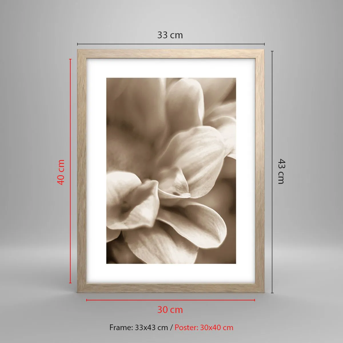 Plagát v ráme zo svetlého duba - Nežné ako úsmev - 30x40 cm