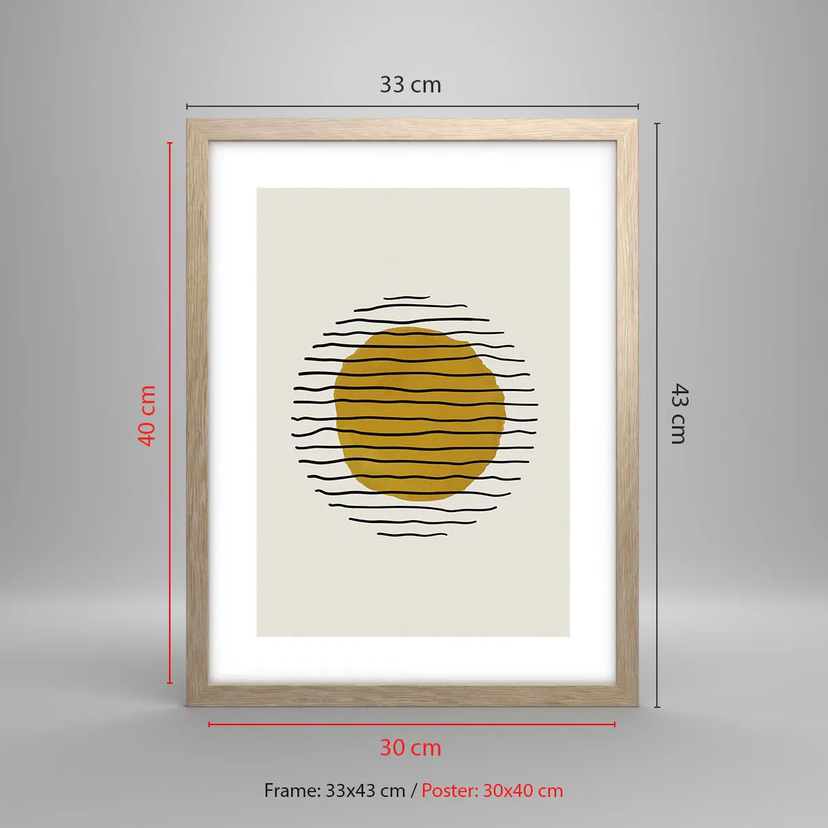 Pôster com moldura de carvalho claro - Abstração a tremer com o calor - 30x40 cm