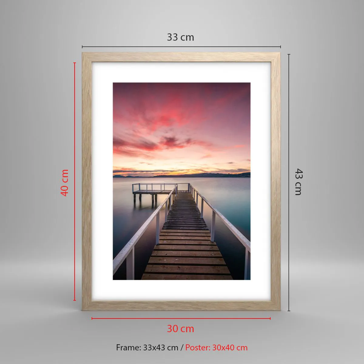 Poster in einem Rahmen aus heller Eiche - Die sanfte Flamme des Abends - 30x40 cm