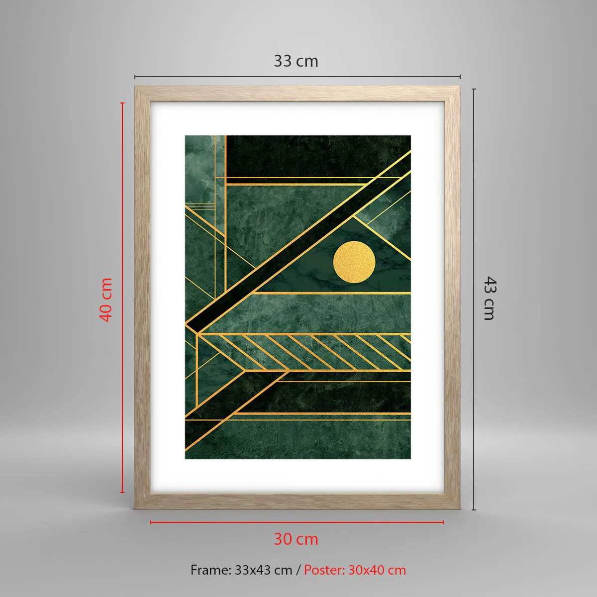 Poster în ramă de stejar deschis - Dinamica aurului și a azurului - 30x40 cm