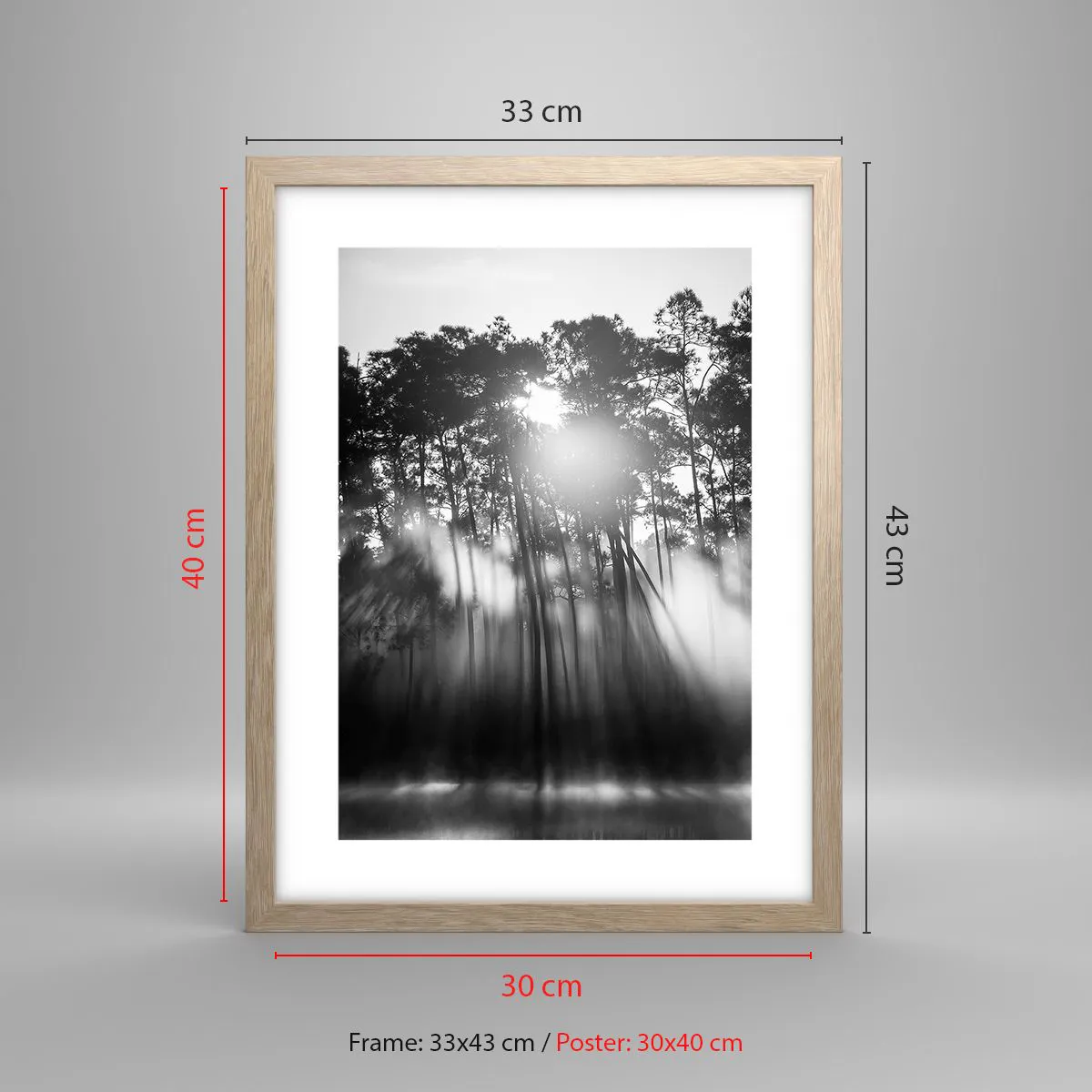 Poster în ramă de stejar deschis - Soare de neoprit - 30x40 cm
