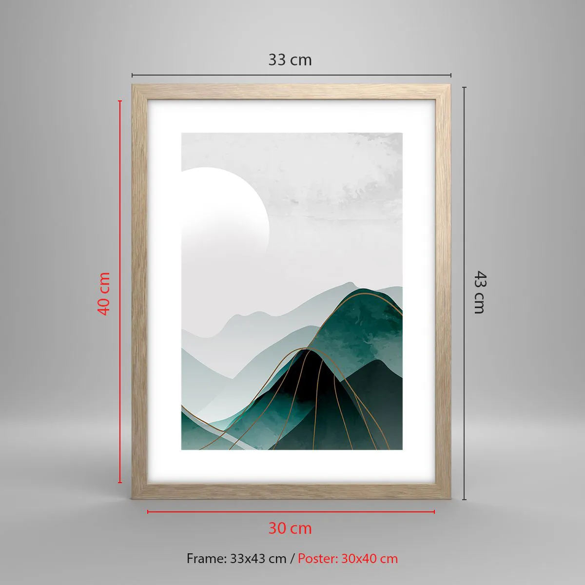 Plakat i ramme af lyst egetræ - I fuld majestæt - 30x40 cm