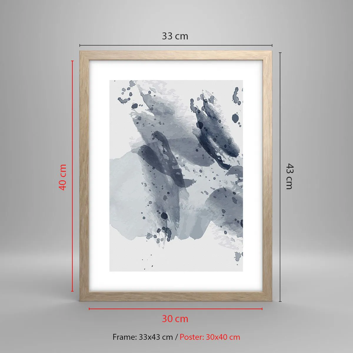 Poster in light oak frame - Study in Nature of Water - 30x40 cm