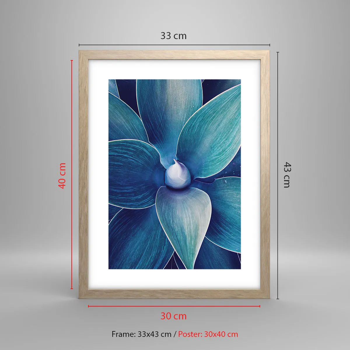 Poster in light oak frame - Blue from the Sky - 30x40 cm