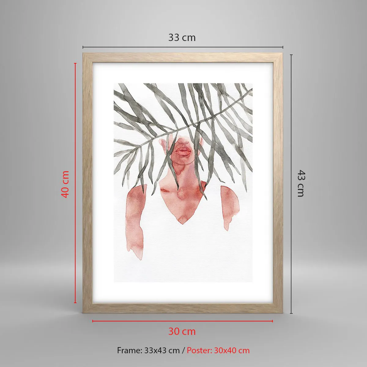 Poszter világos tölgy keretben - A trópusok hölgye - 30x40 cm