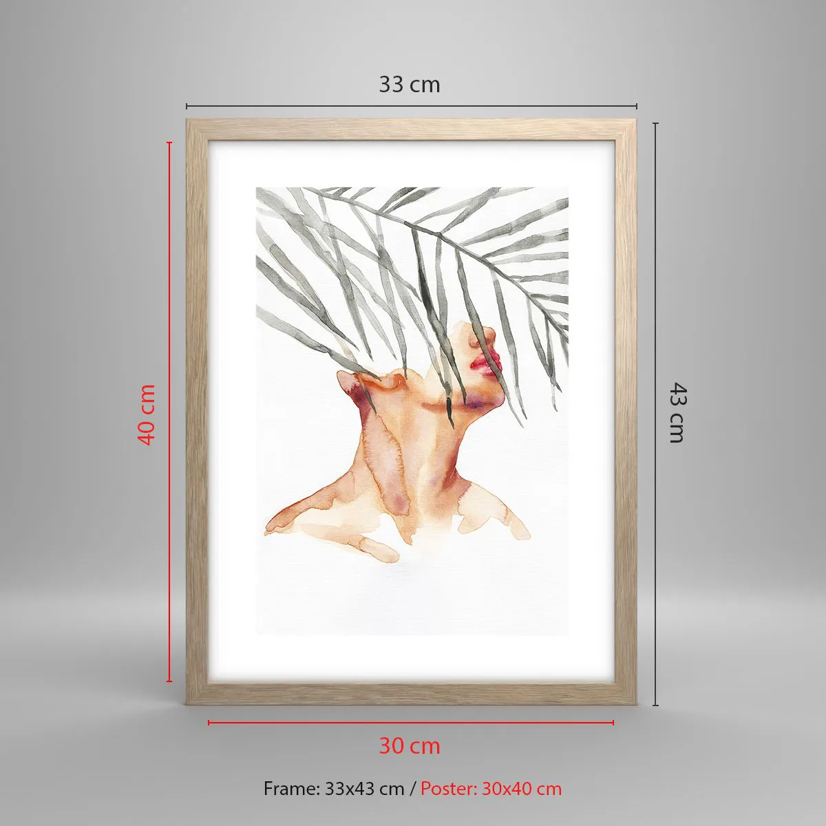 Plakát v rámu světlý dub - Vnímat tep tropů - 30x40 cm