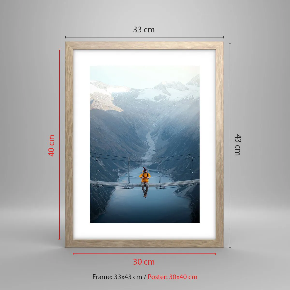 Pôster com moldura de carvalho claro - Encantado com a paisagem - 30x40 cm