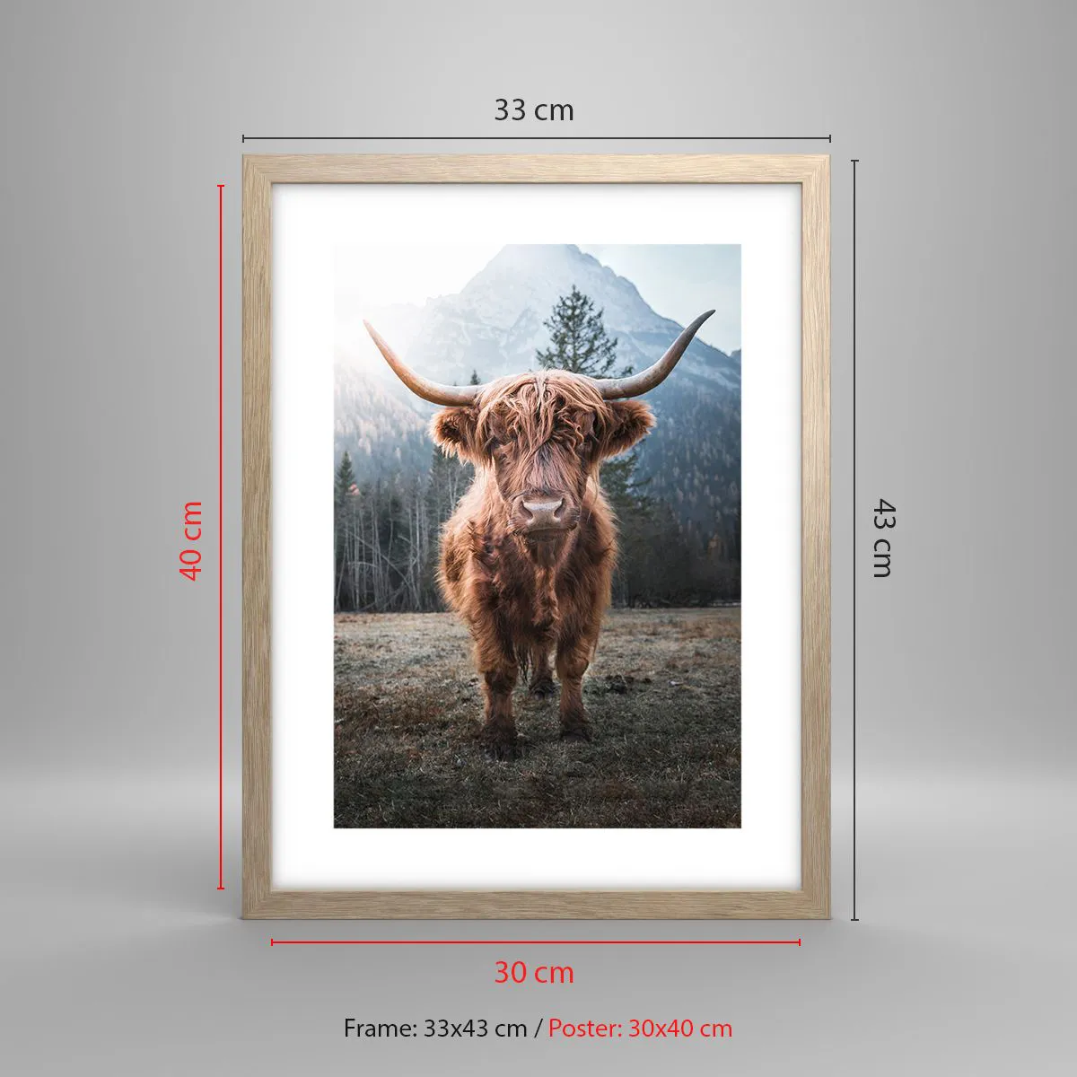 Poster in light oak frame - Greeting from Mountain Meadow - 30x40 cm