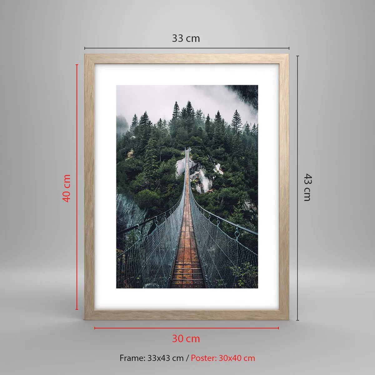 Poster in einem Rahmen aus heller Eiche - Nur für Überflieger - 30x40 cm