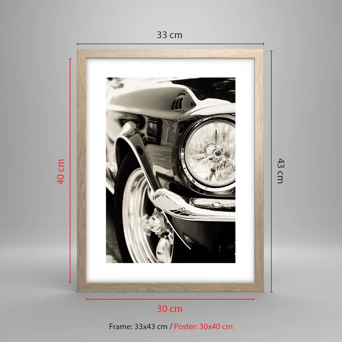 Poster in einem Rahmen aus heller Eiche - Dauerhafter Glanz - 30x40 cm