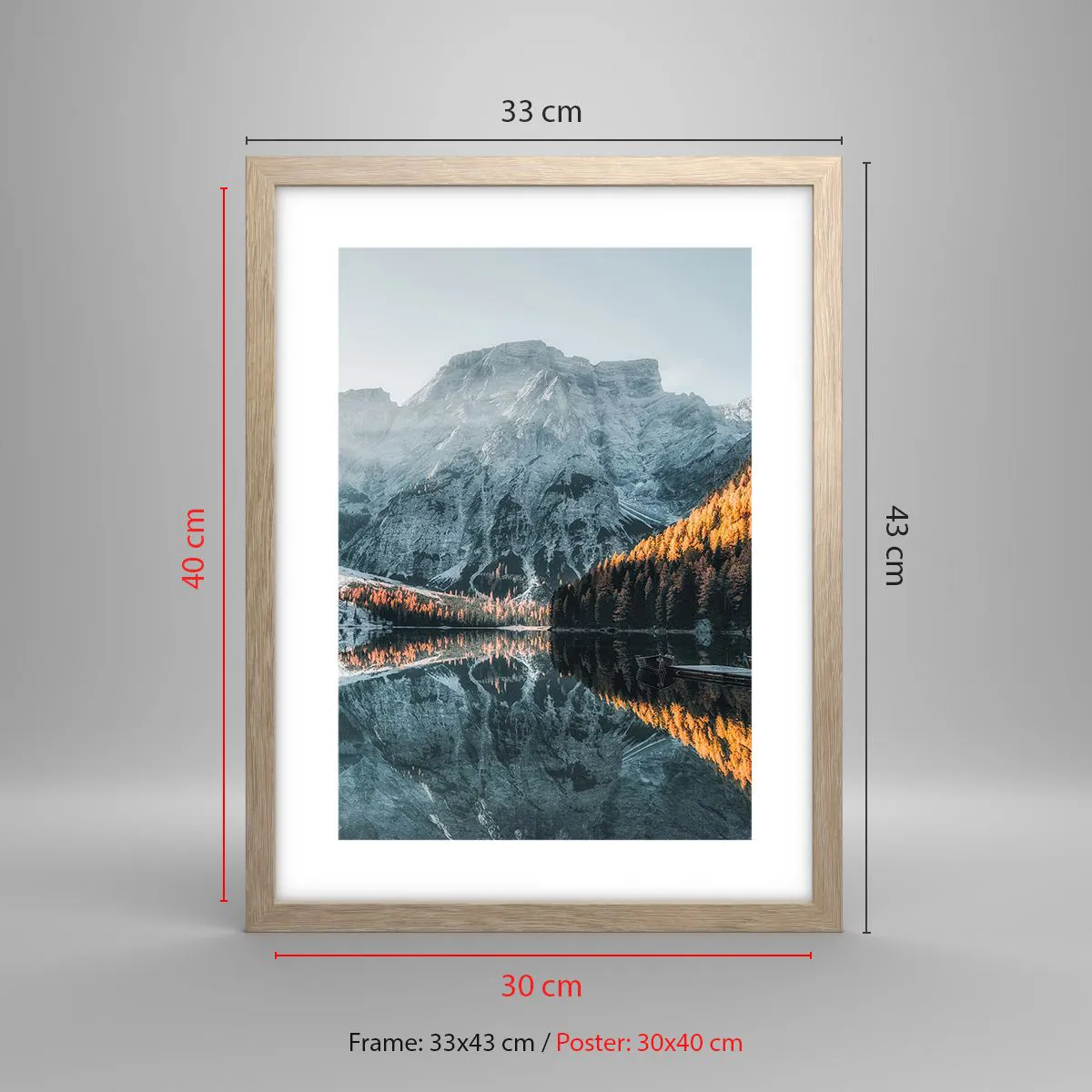 Poster in light oak frame - Mirror Landscape - 30x40 cm