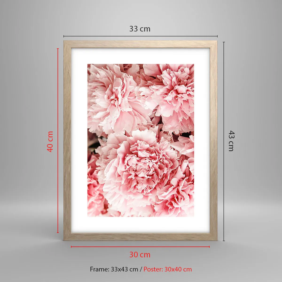 Poster in light oak frame - Pink Dreams - 30x40 cm