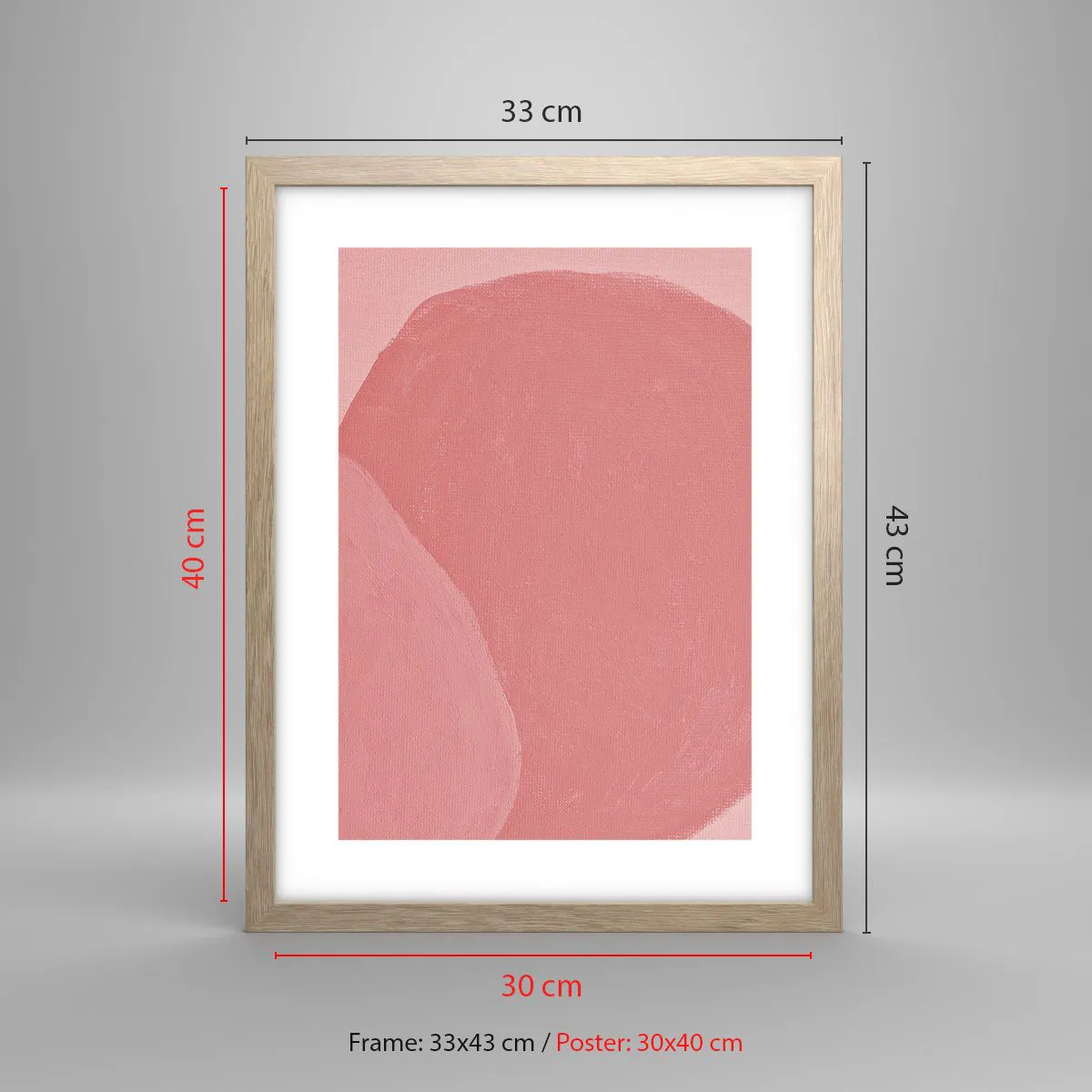 Plakát v rámu světlý dub - Organická kompozice v růžové - 30x40 cm