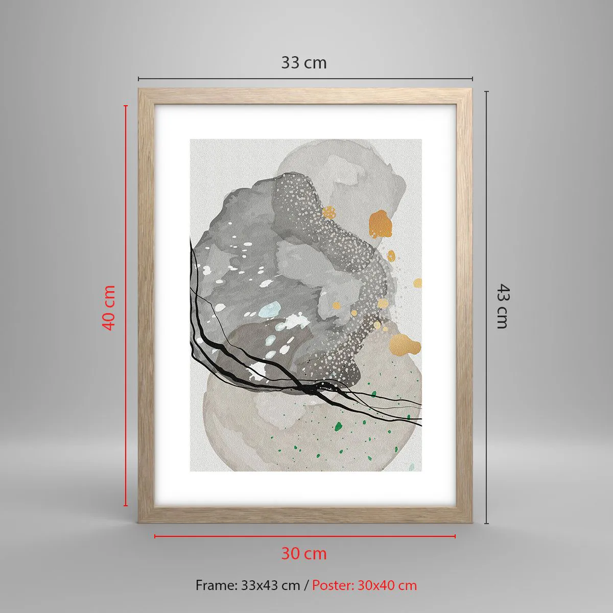 Plakát v rámu světlý dub - Organická kompozice - 30x40 cm