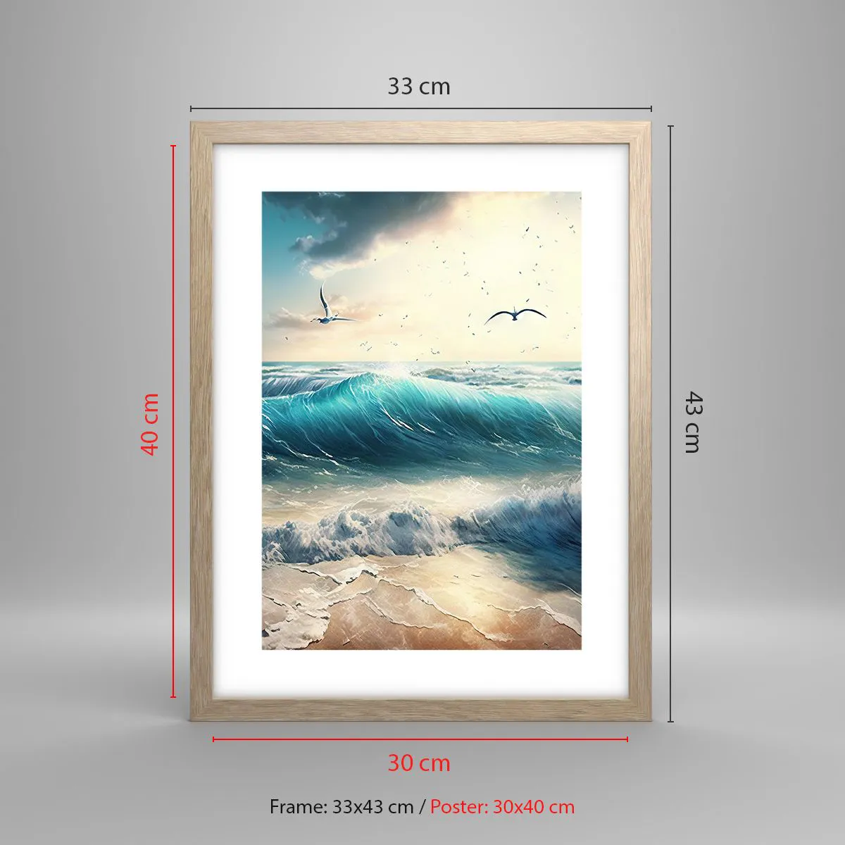 Plakat i ramme af lyst egetræ - Støj kun for dig - 30x40 cm