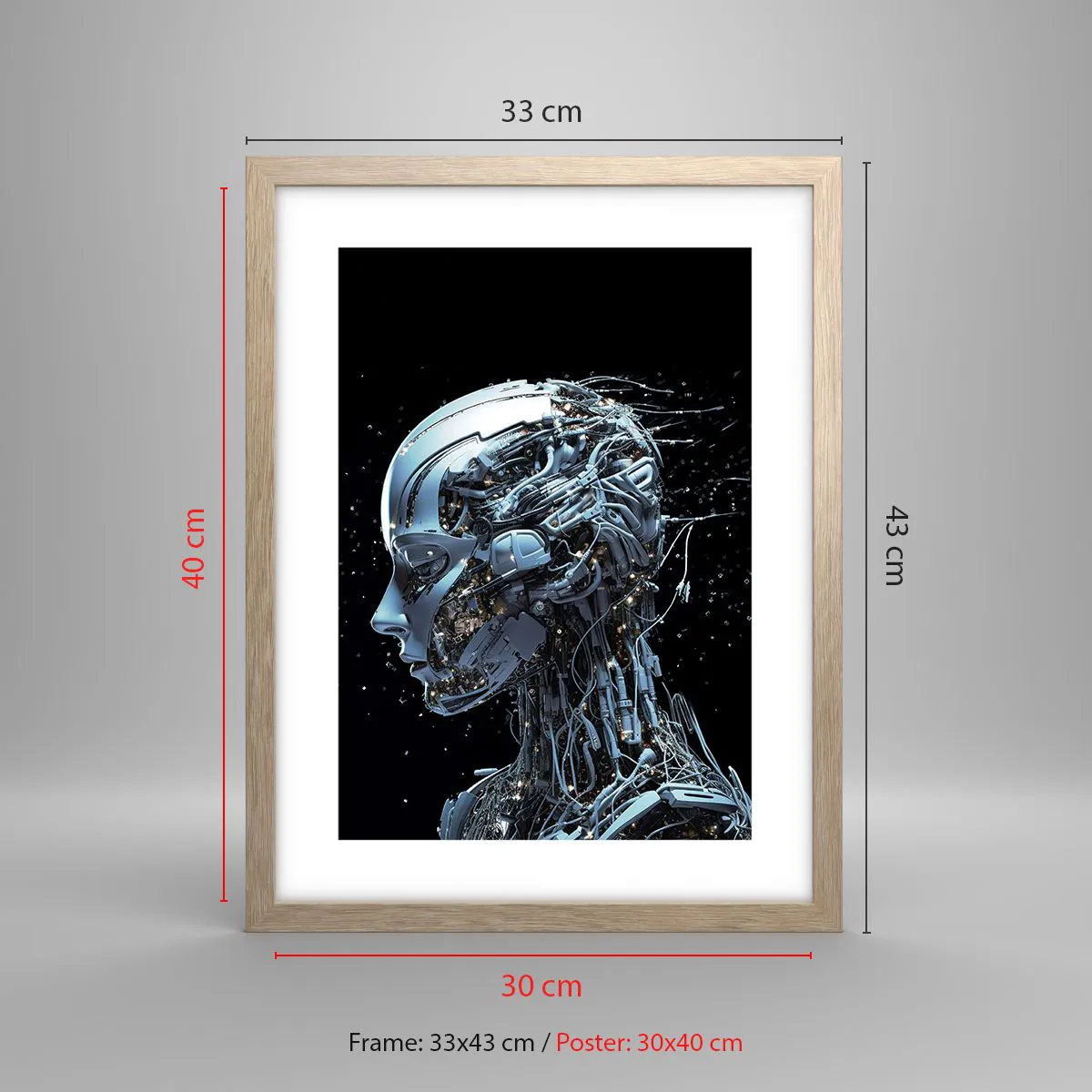 Plakat w ramie jasny dąb - Technologia jest kobietą - 30x40 cm