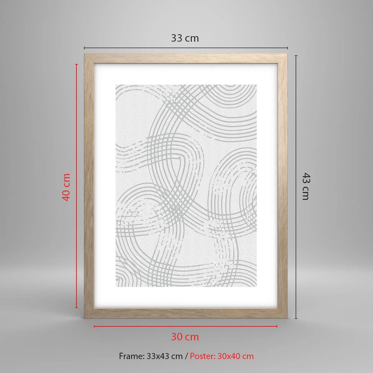 Poster in light oak frame - No Straight Line - 30x40 cm