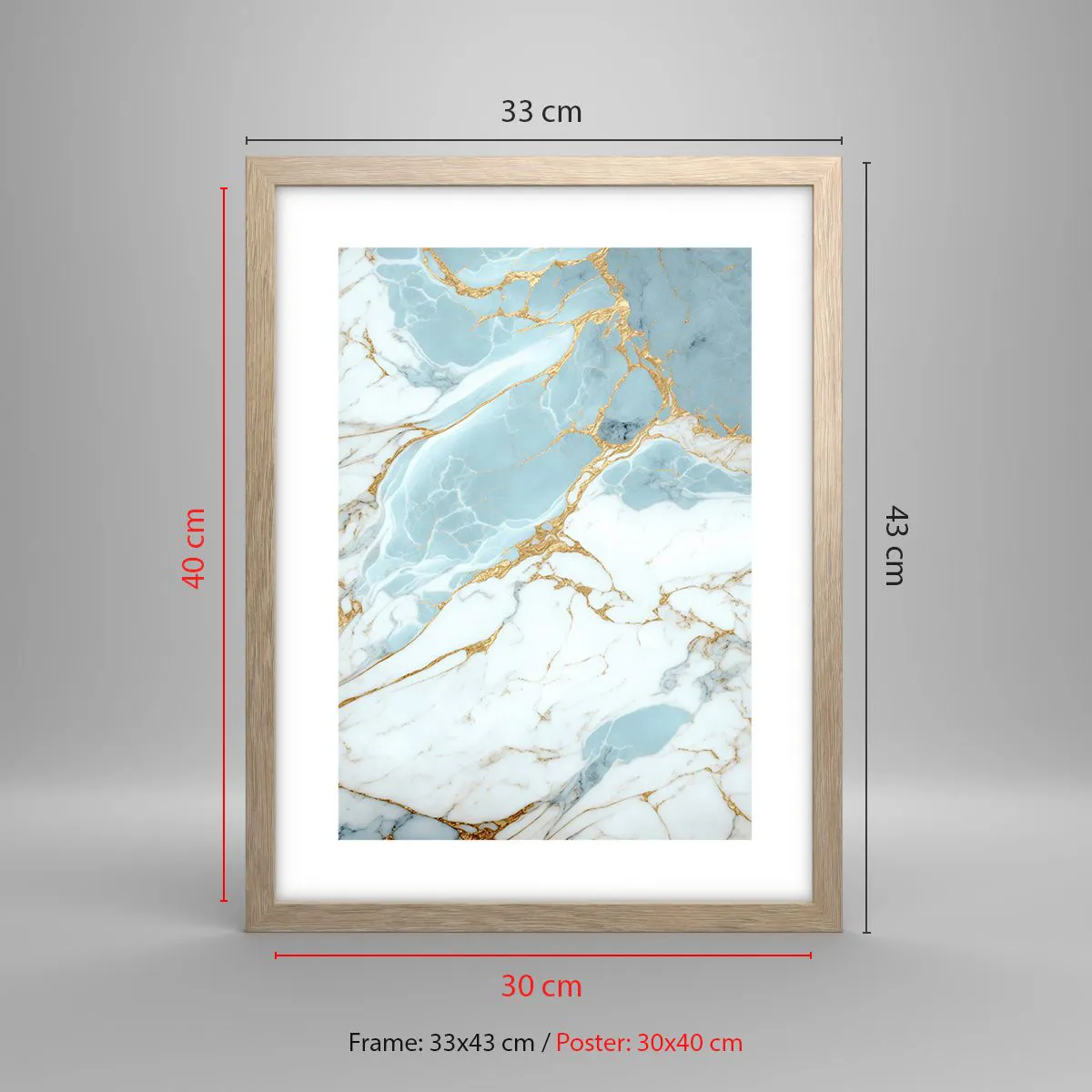 Plakat i ramme af lyst egetræ - Rigdom af sten - 30x40 cm