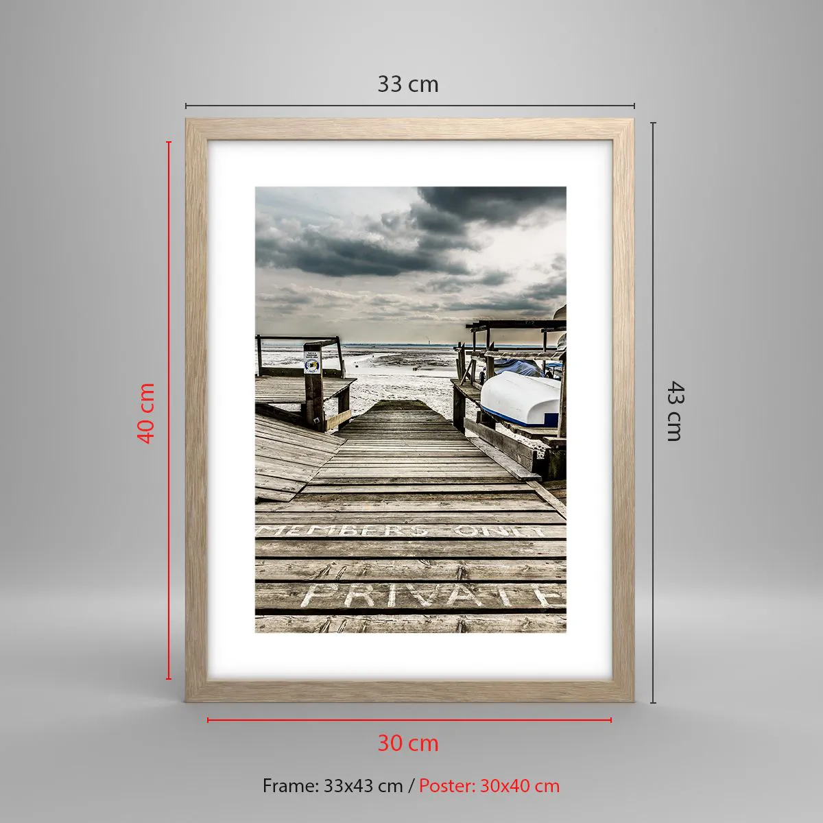 Affisch i ram av ljusek - Stranden i norr - 30x40 cm