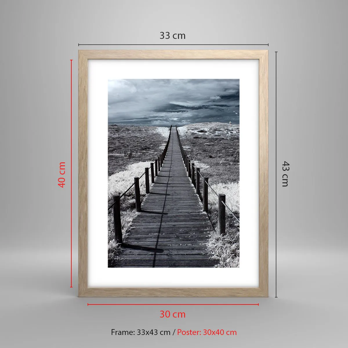 Affiche dans un chêne clair - Poster - Jusqu'au rivage - 30x40 cm